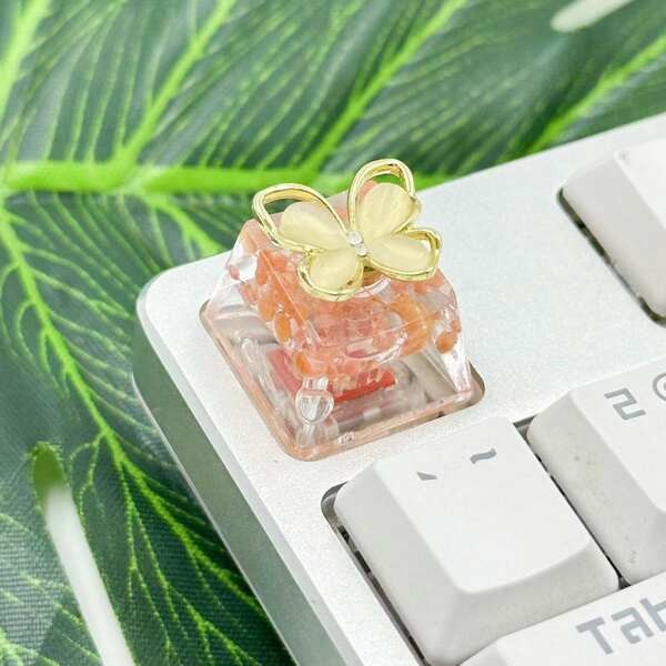 keycaps Unzip Rotating Butterfly Mechanical Cross Axis Keycaps Flowers ...