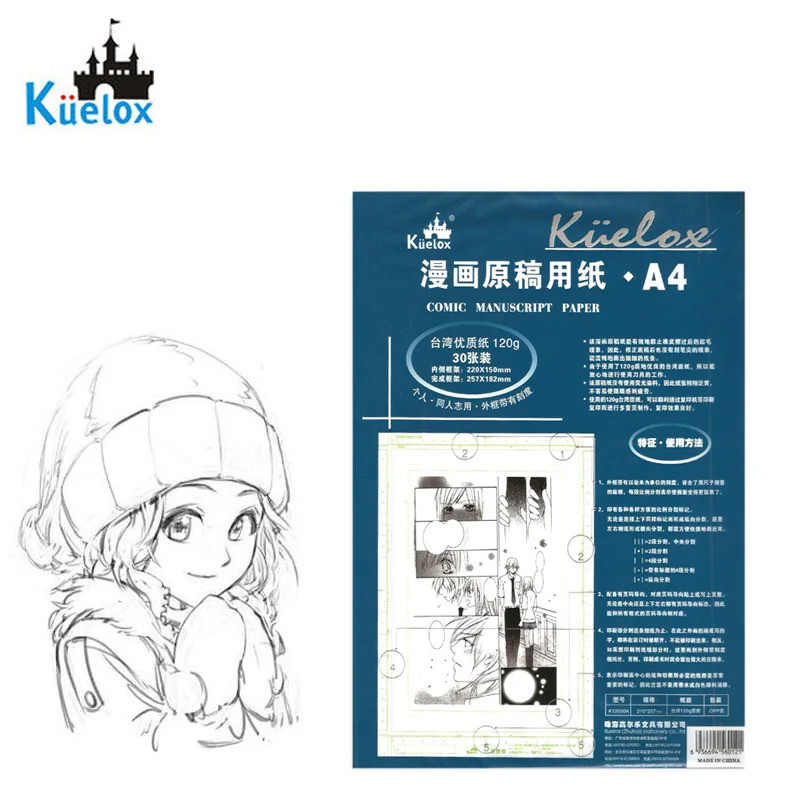 Comic Manga Paper, 30 Vellen B4 120g Comic Book Paper Manuscript Papier met Schaal voor Tekenen