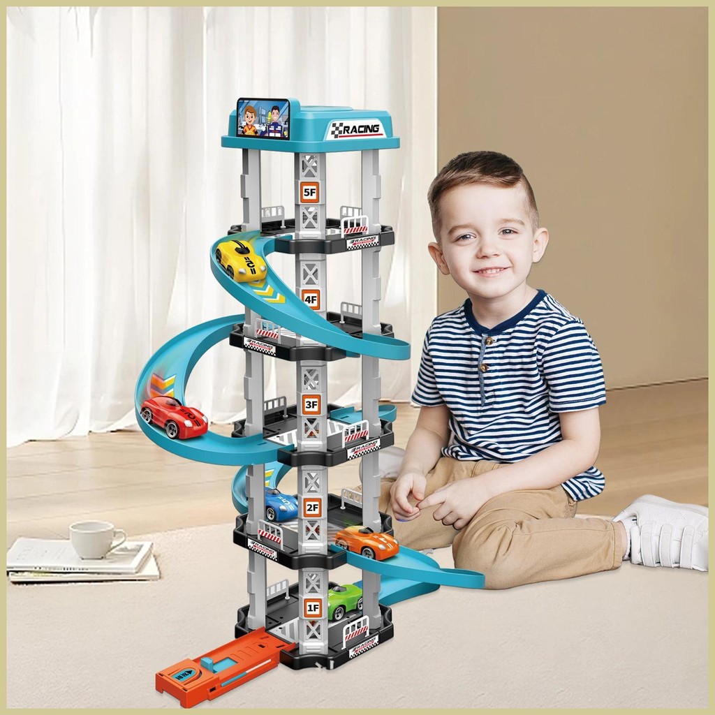 Garage Car Track Playset Racing Car Ramp Toy Interactive Traffic ...