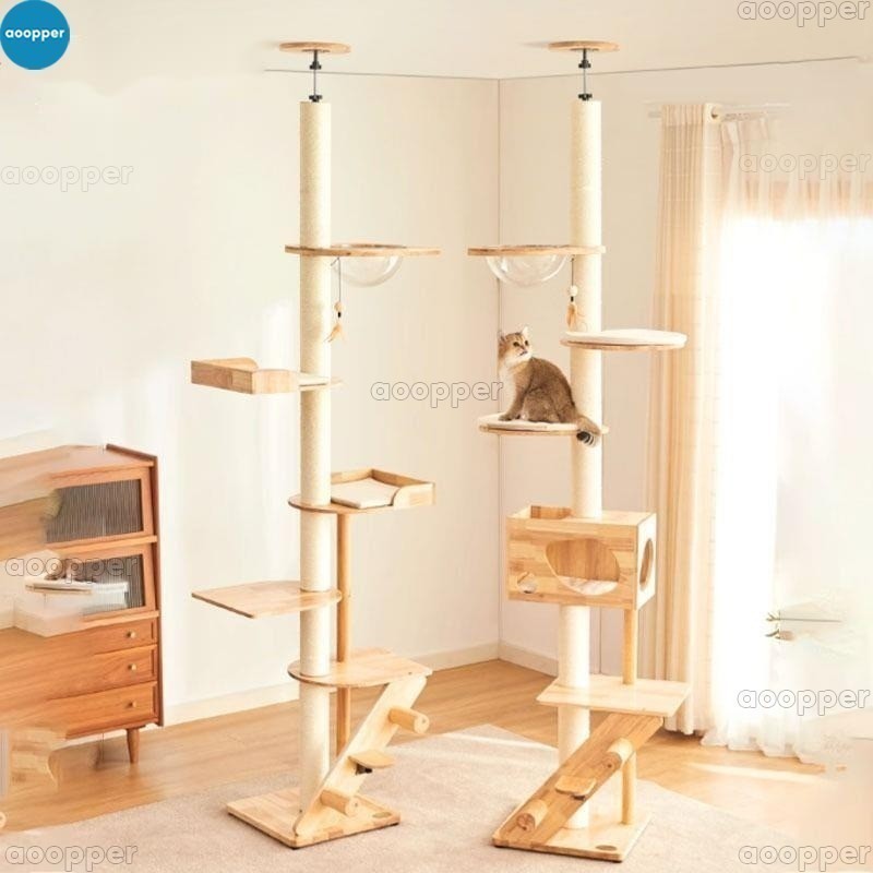Cat Condo Rack Brand Cloud Beast Sky Pillar Solid Wood Top and Bottom ...