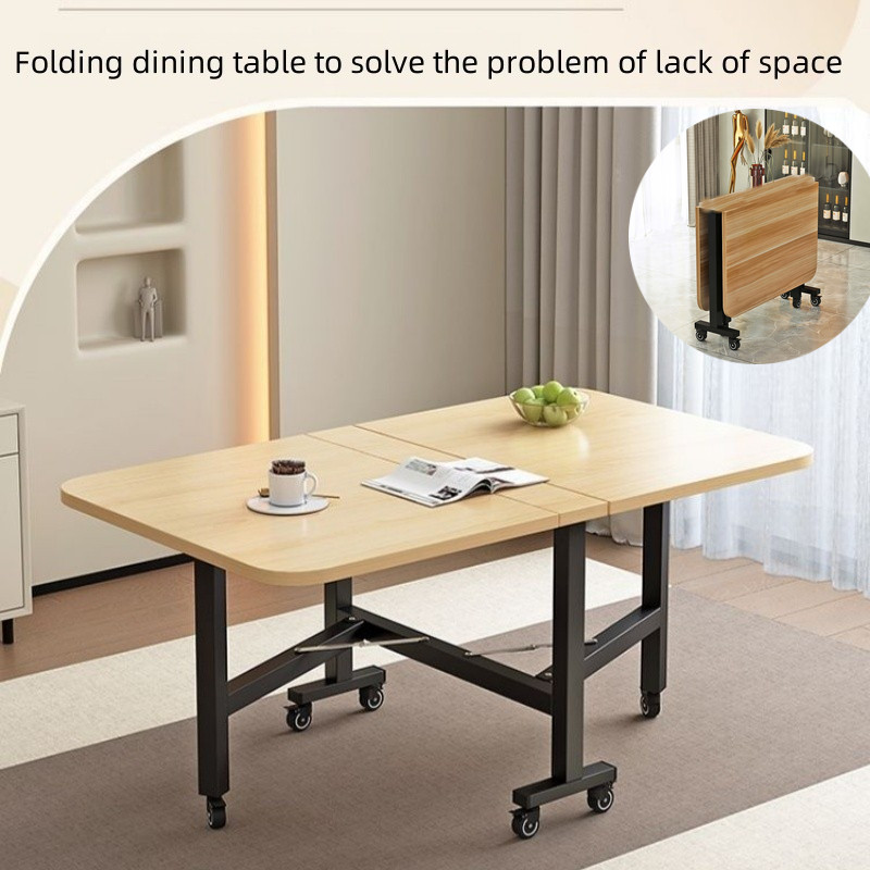 【SG stock】Foldable Movable Dining Table with Wheels Multi Functional ...