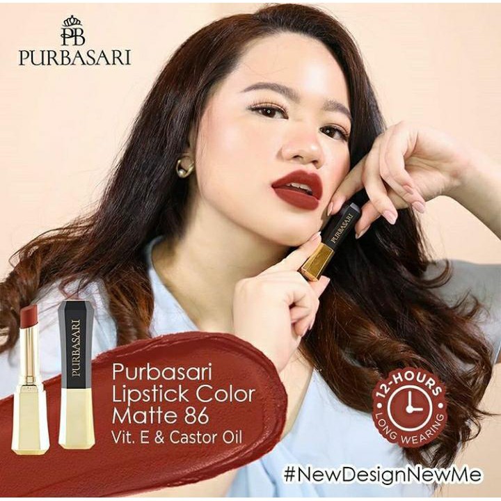 Purbasari Lipstick Color Matte / Merah Jingga Official - Gambar 3