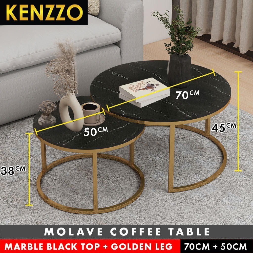KENZZO: Molave Wooden Marble Texture Coffee Table Set – Elegant