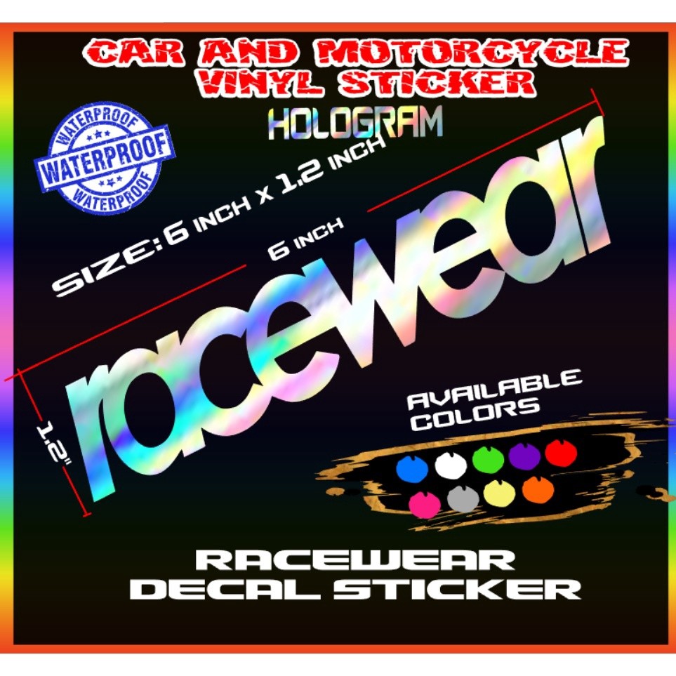 Racewear gold hologram silver sticker decal yayamanin TD | Shopee Singapore