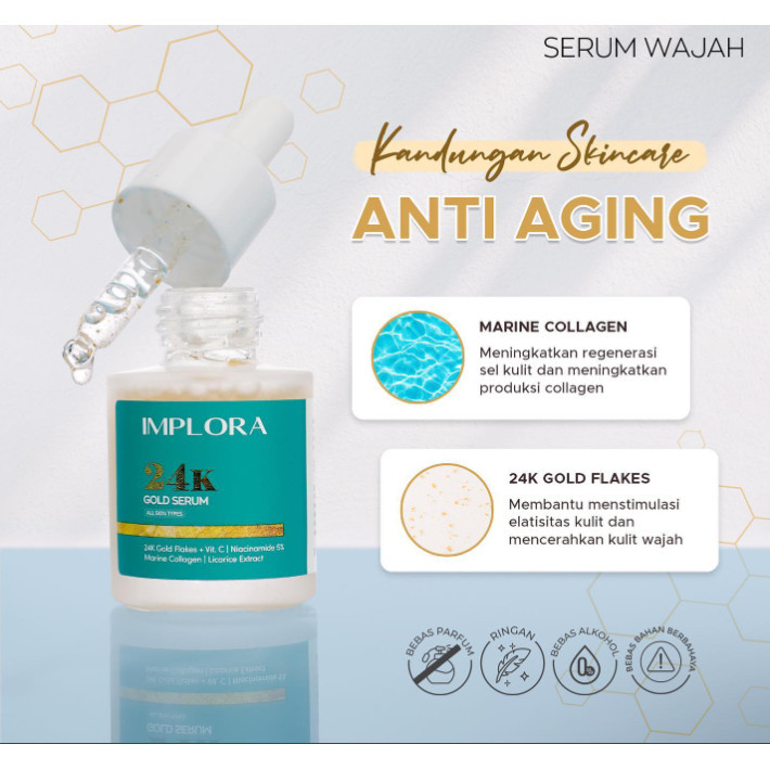 Implora 24K Gold Serum 20ml / Merah Jingga Official - Gambar 4