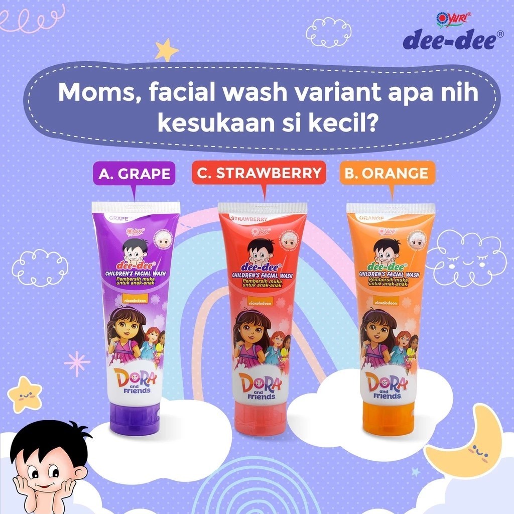Yuri Dee Dee Children Facial Wash 50gr - 100gr / Merah Jingga Official - Gambar 3