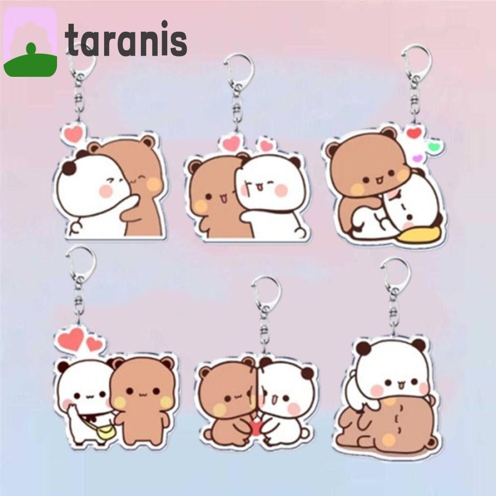 Lot De 4 Porte-clés Acrylique Bubu Dudu - Design Kawaii, Personnages Mignons (Panda) - Léger Et Décoratif