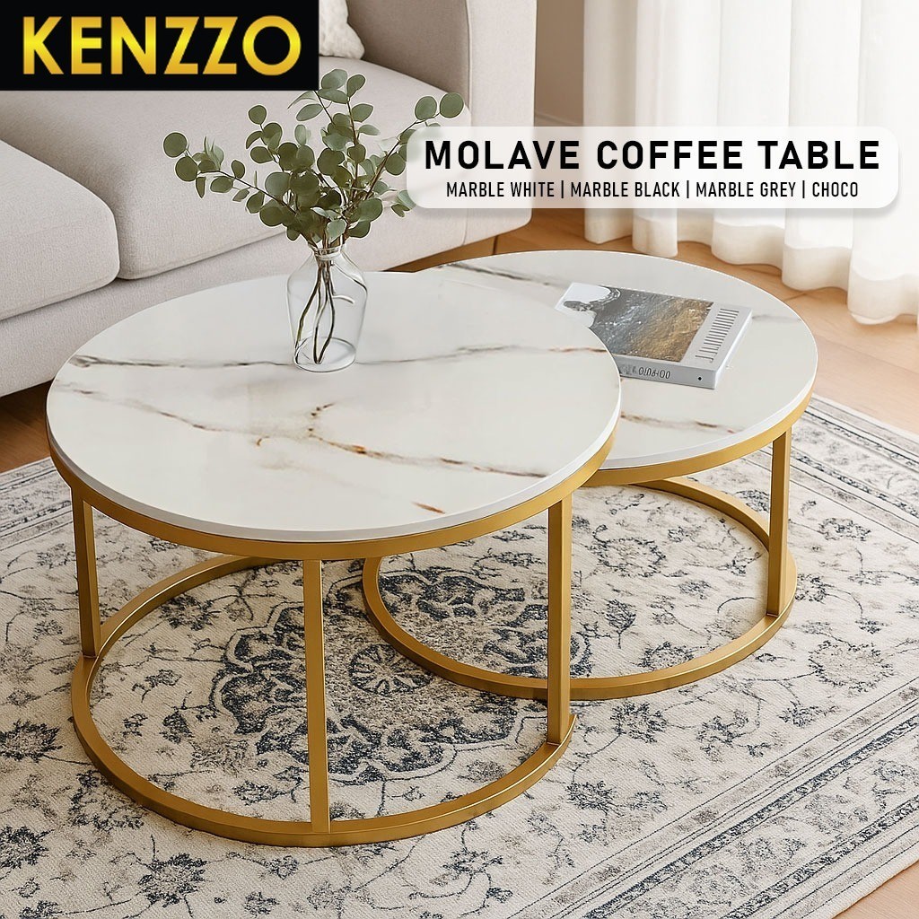 KENZZO: Molave Wooden Marble Texture Coffee Table Set – Elegant