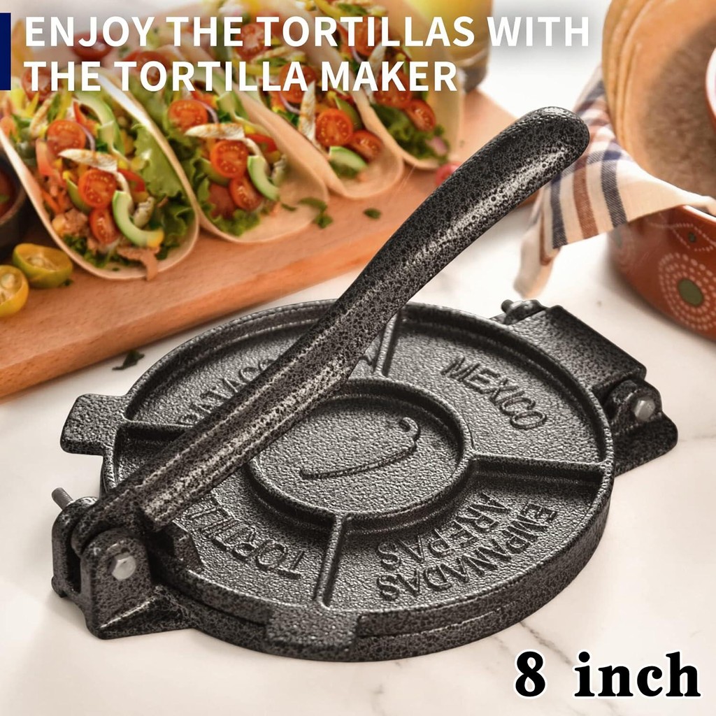 Tortilla Press 8 inch, Cast Iron Tortilla Maker , Roti Maker, Taco