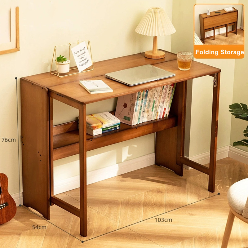 Foldable dining study table home student writing computer desk storage ...