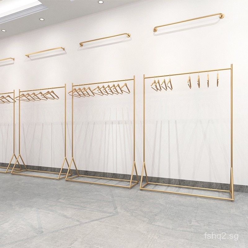 Clothing Store Special Hanger Display Rack Gold Hanging Rod Rack Floor ...