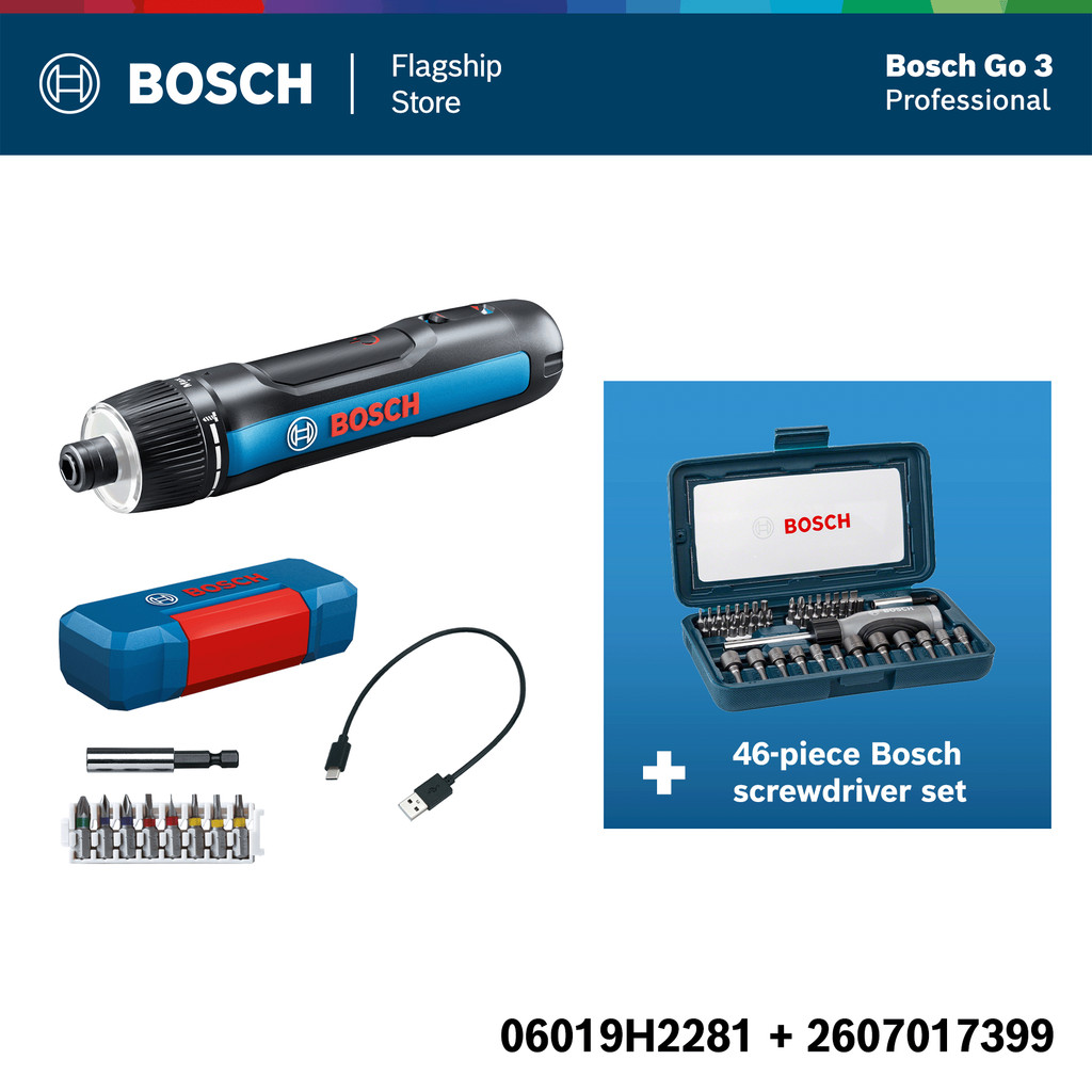 [COMBO] BOSCH GO 3 Kit Smart Screwdriver + 46pcs Screwdriver Bit ...