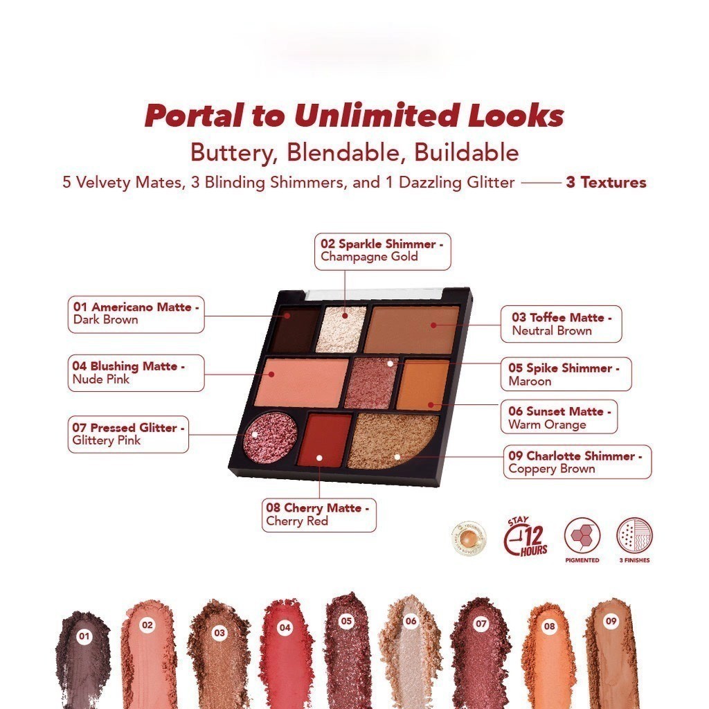 OMG Oh My Glam Eye Studio Palette / Merah Jingga Official - Gambar 3