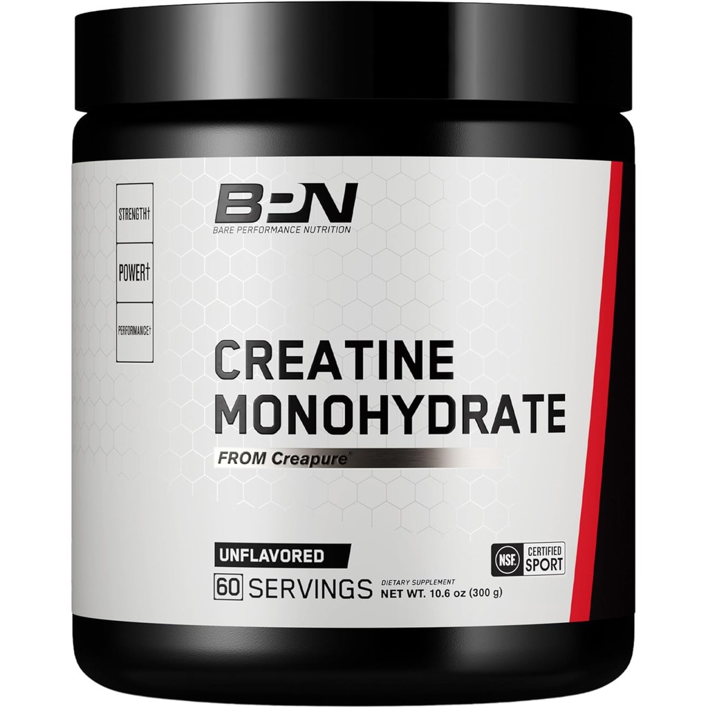 Bare Performance Nutrition, Creatine, Trademark Creapure Formula, 5g Of Creapure Per Serving, Improve Performance & Strength (60 Servings, Unflavored