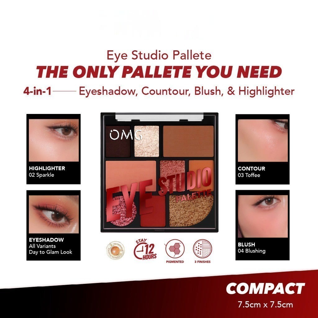 OMG Oh My Glam Eye Studio Palette / Merah Jingga Official - Gambar 2