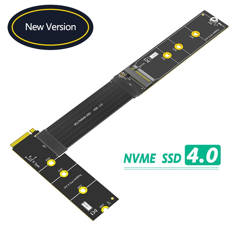 NEW 20CM M.2 NVME SSD Extension Cable M.2 SSD PCI Express 4.0 X4 M Key ...