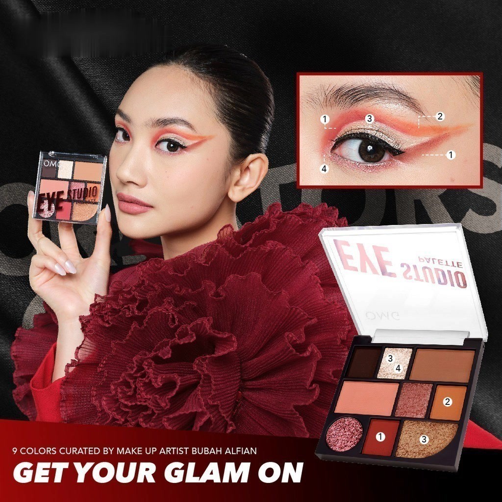 OMG Oh My Glam Eye Studio Palette / Merah Jingga Official - Gambar 4