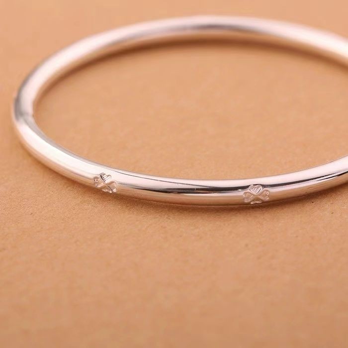 999 Sterling Silver Bracelet Female Pure Silver Four-leaf Clover Closed ...