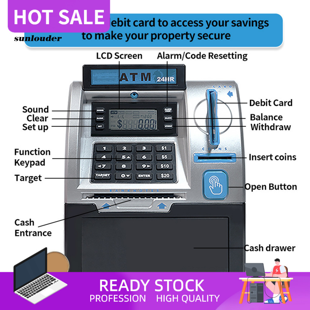 SL Toddlers Electronic Savings Bank Kids Atm Machine Toy Kids Atm Piggy ...