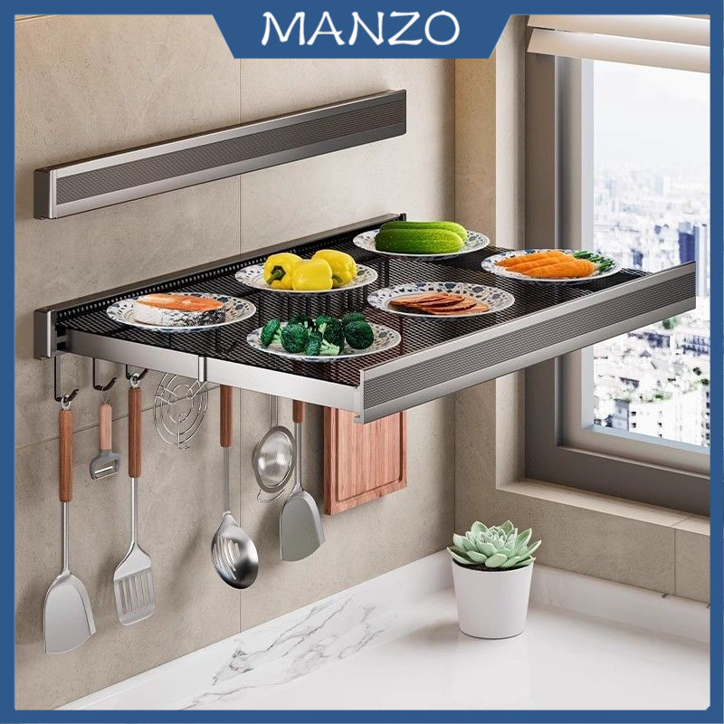 Foldable Kitchen Food Preparation Rack Space-Saving Wall-Mounted ...