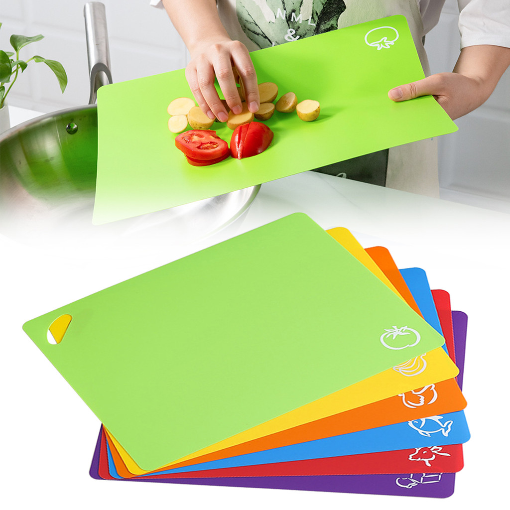 6Pcs Portable Cutting Mat Set Colorful Kitchen Cutting Board Flexible ...
