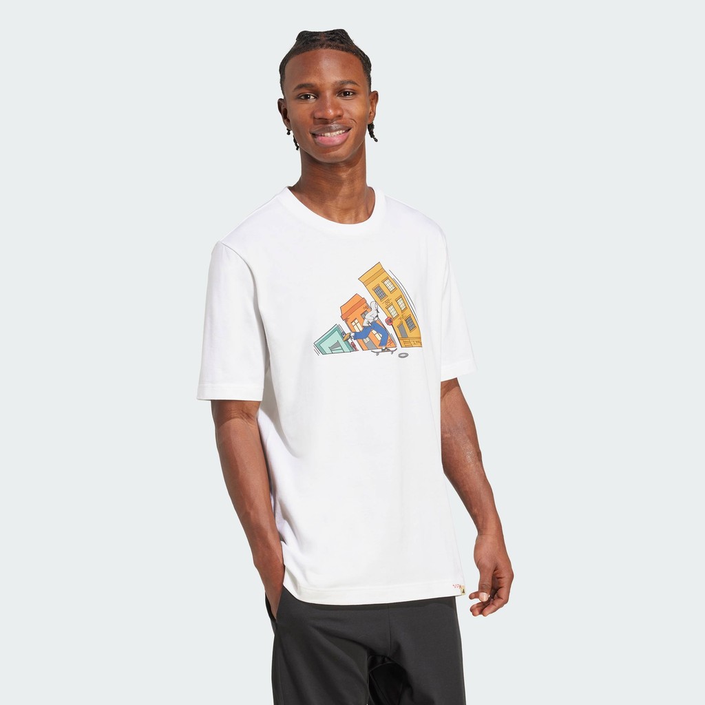 雄　 adidas Lifestyle Doodle Hunt Skate Graphic Tee Men White JM6499
