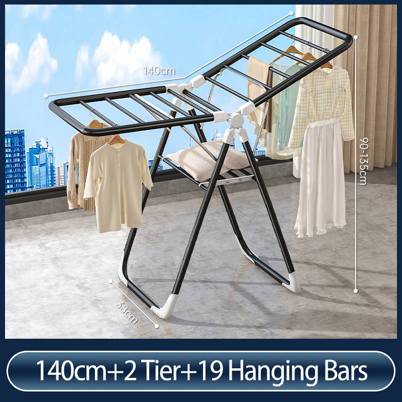 【SHIP FROM SG】Clothes Drying Rack 140CM Adjustable Metal Clothes Rack ...