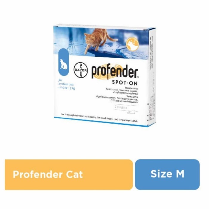 Profender spot on medium cat 2.5 kg - 5 kg cat worm drops | Shopee ...