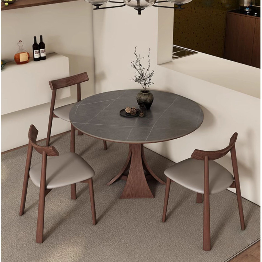 Round Dining Table Vintage Antique Style Scandinavian Solid Wood Rock ...