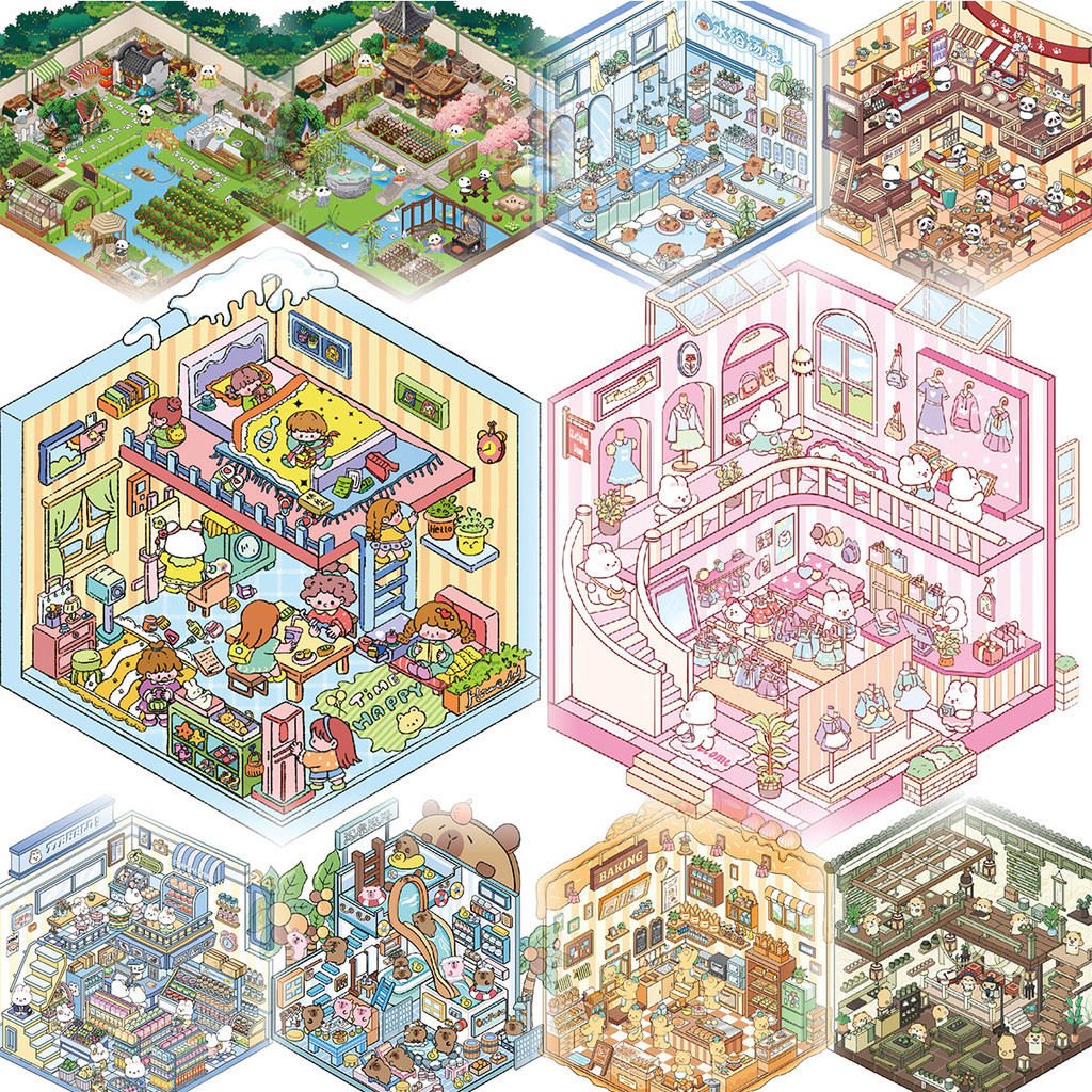 [KW] 3D Scene Sticker | Stiker Landskap Comel & Kreatif + Puzzle ...