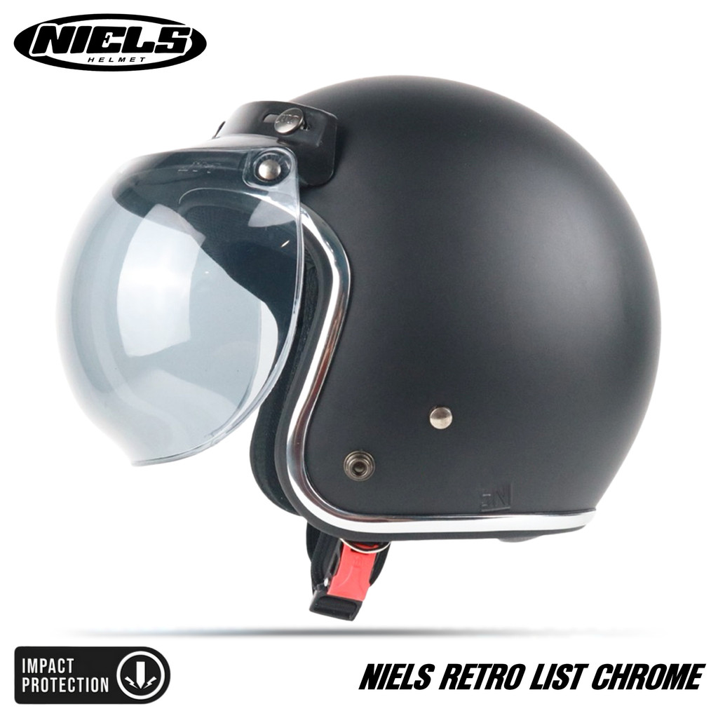 NIELS - Helm Bogo Retro List Chrome Dewasa Kaca Cembung / Kaca Datar SNI Motorcycle - Gambar 4