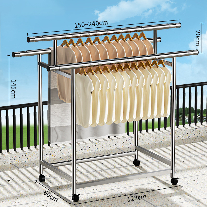 Laundry Rack 2.4 M Stainless Steel Rack| 3 Pole Laundry Rack | Clothes ...