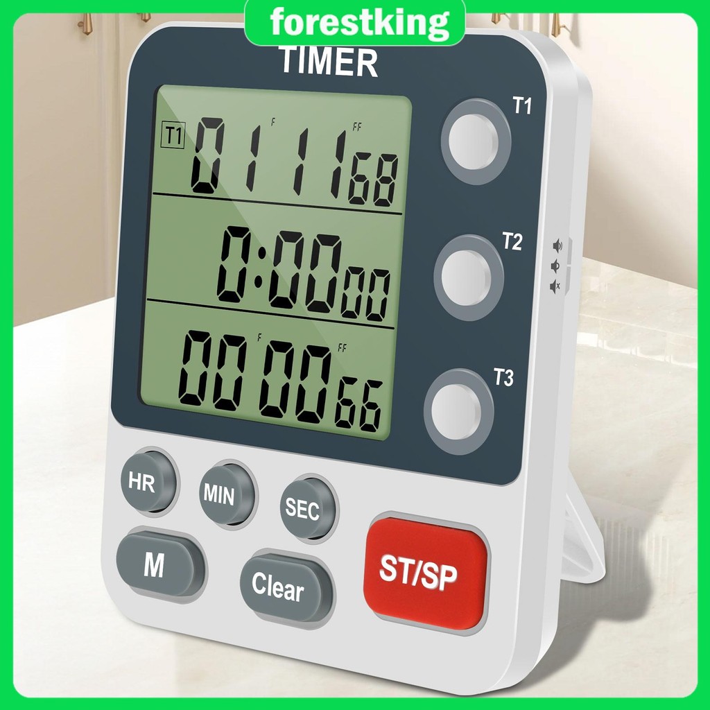 Digital Timer 3 Channel Kitchen Timer With Loud Alarm Magnetic Back ...