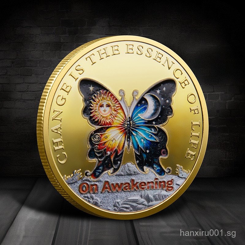 Commemorative Coin Colorful Butterfly Transformation Gold Coin ...