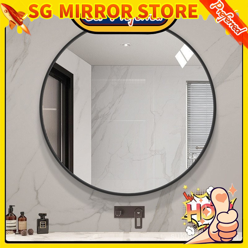 [SG stock] round mirror wall mirror bathroom mirror for toilet toilet ...