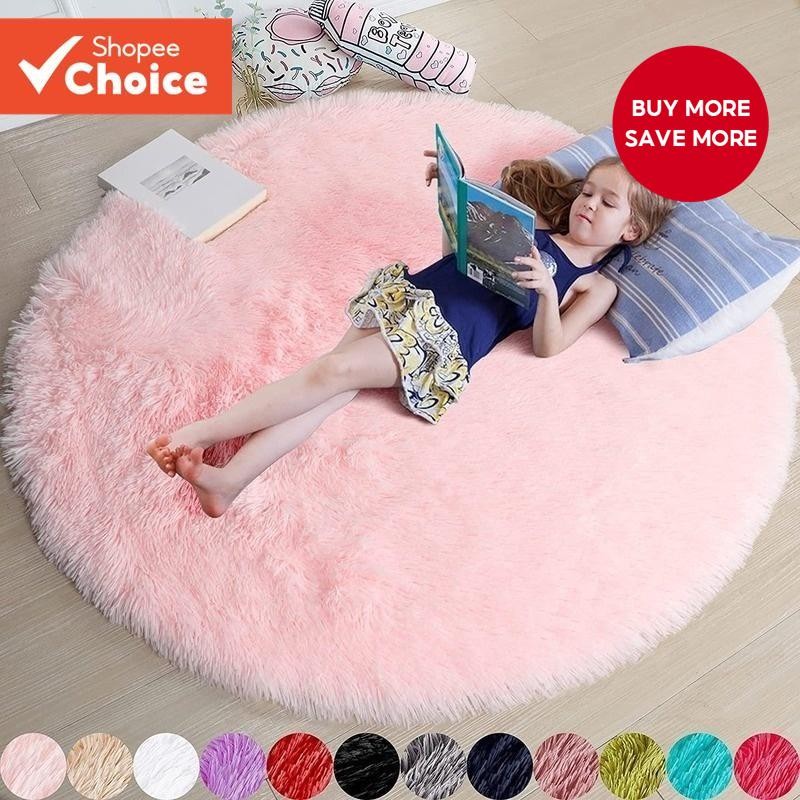 60/80/100/130CM Fluffy Round Carpet Shaggy Area Plush Rug Anti-slip ...