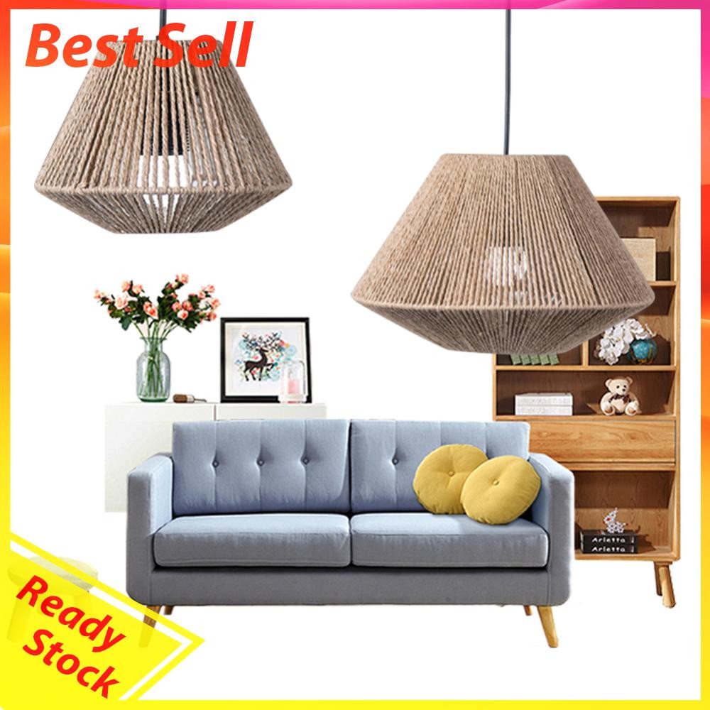 Woven Paper Rope Lamp Shade Simulation Rattan Light Shade for Living ...