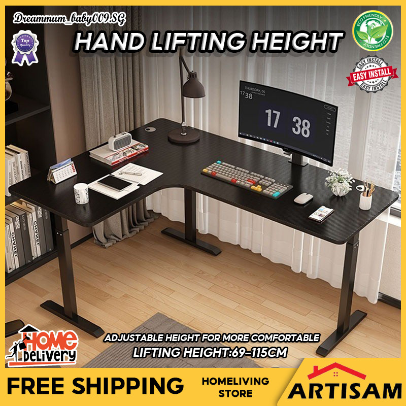 L-Shape Height Adjustable Table Multi Size Corner Standing Desk Handly ...