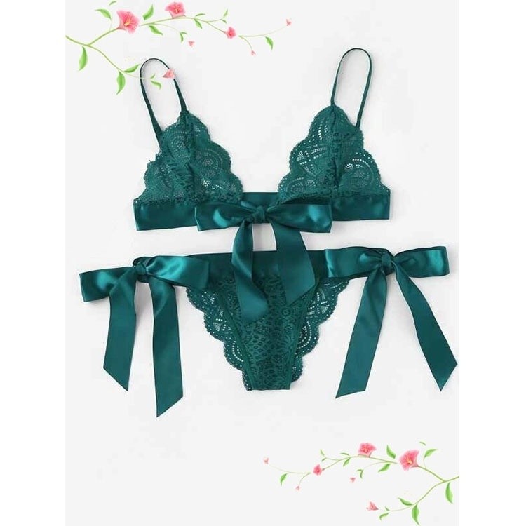 Ladies Temptation Sexy Bow Lace Lace Large Size Thin Suit Underwear ...