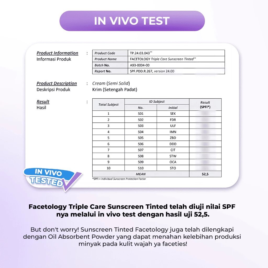 Facetology Triple Care Sunscreen Tinted SPF 50 PA++++ 40ML / Merah Jingga Official - Gambar 3
