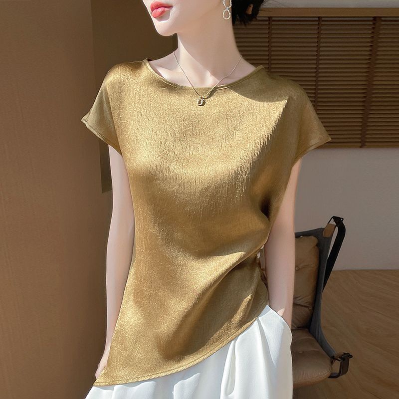 Mulberry Silk High-End Satin Short-Sleeved Silk Shirt Summer New Style ...