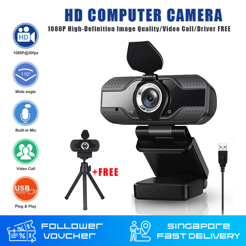 [SG Seller] Full HD Webcam with Microphone 360 Degree Adjust 1080P USB ...