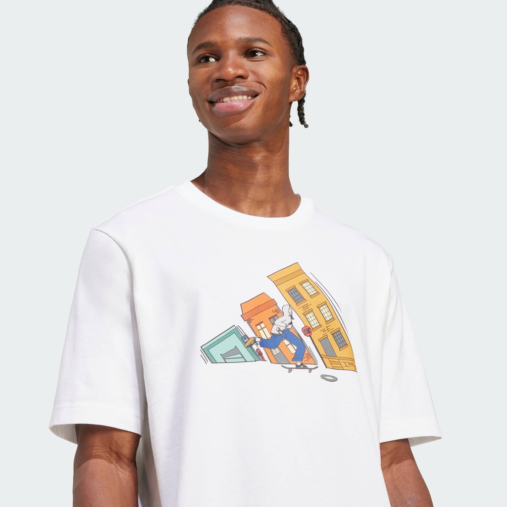 雄　 adidas Lifestyle Doodle Hunt Skate Graphic Tee Men White JM6499