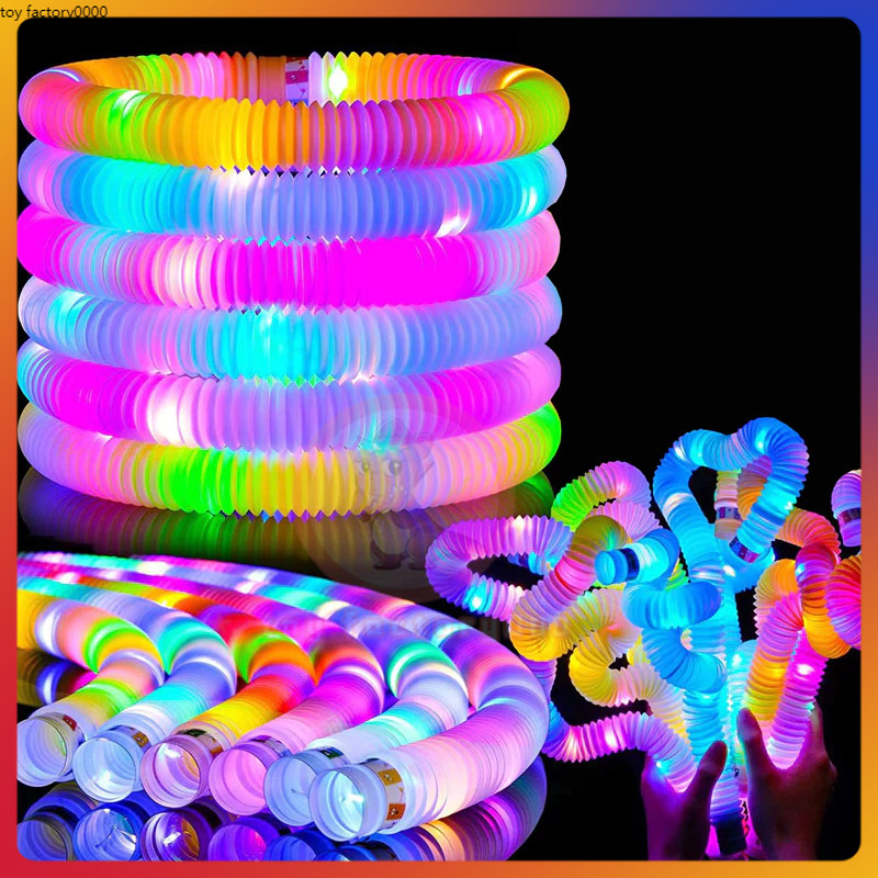 6Pcs Pop Tube Sensory Toys For Kids LED Light Fidget Toys Telescopic ...