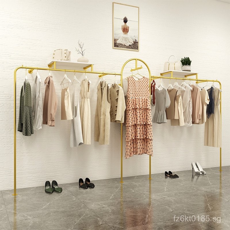 Wall-Mounted Gold Floor-Standing Clothing Rack for Women's Clothing ...