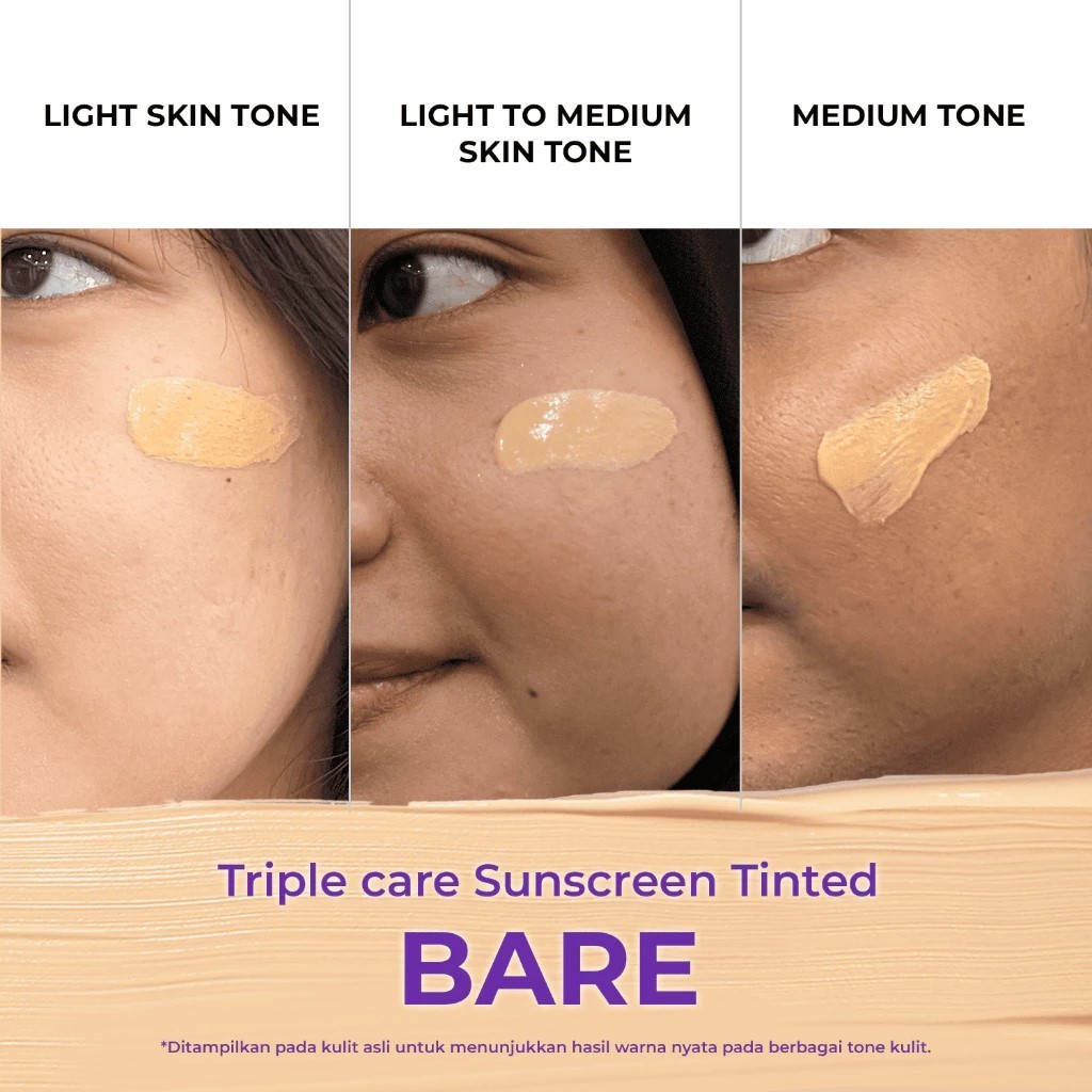 Facetology Triple Care Sunscreen Tinted SPF 50 PA++++ 40ML / Merah Jingga Official - Gambar 4
