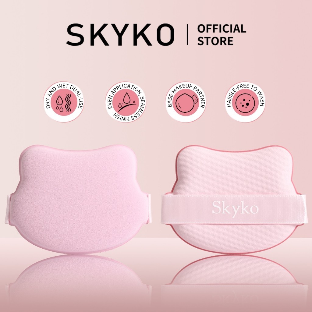 SKYKO Mini Cat Head Powder Puff Wet and Dry Reusable Makeup and Beauty ...