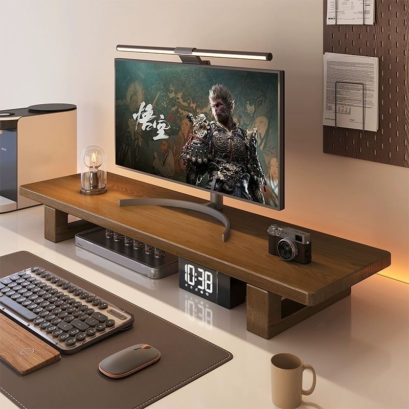 Solid Wood Monitor Height Increasing Stand, Desktop Office Desk Stand ...