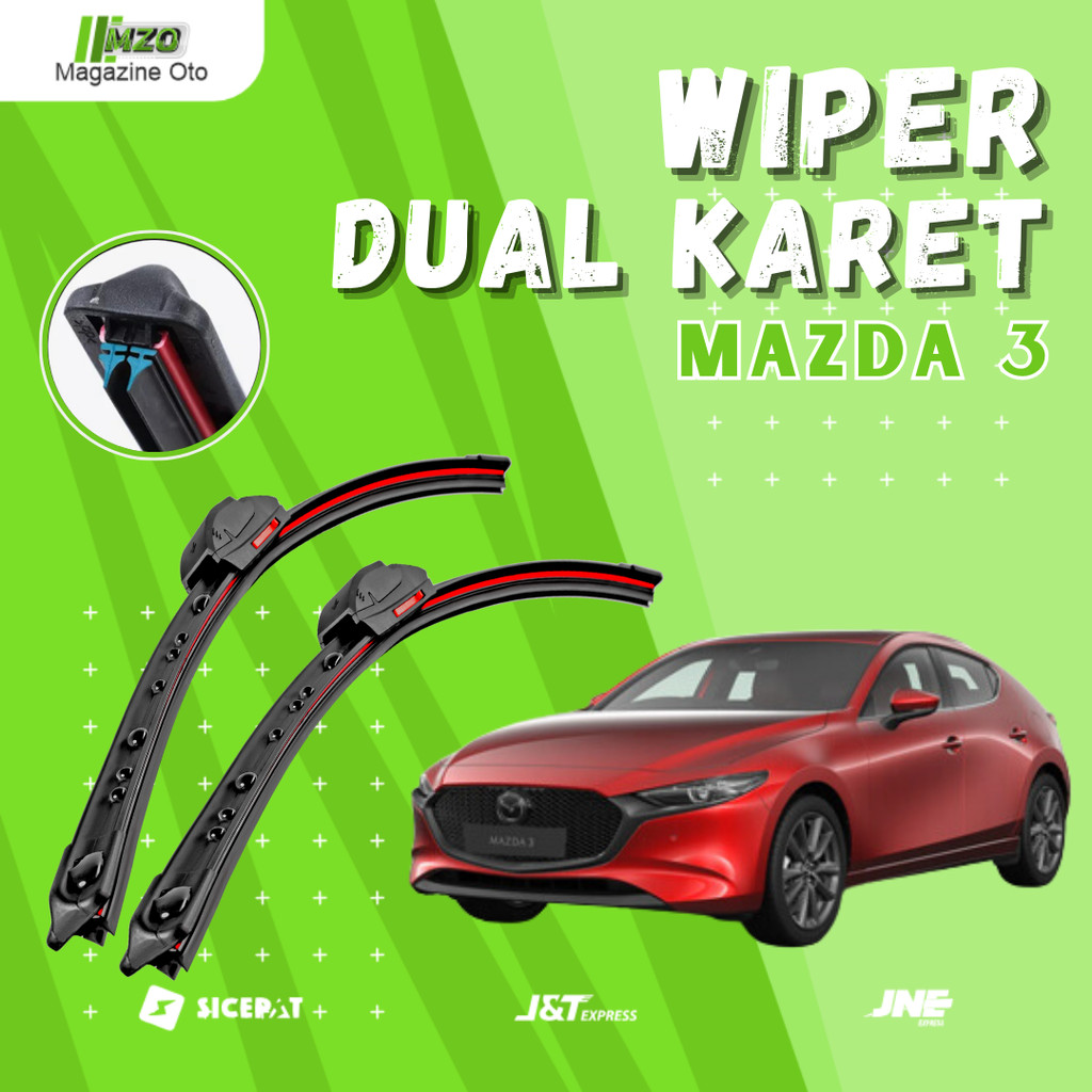 1 SET (2 PCS) Dual Blade Wiper - Mazda 3 - 2 Layer Frameless Rubber ...