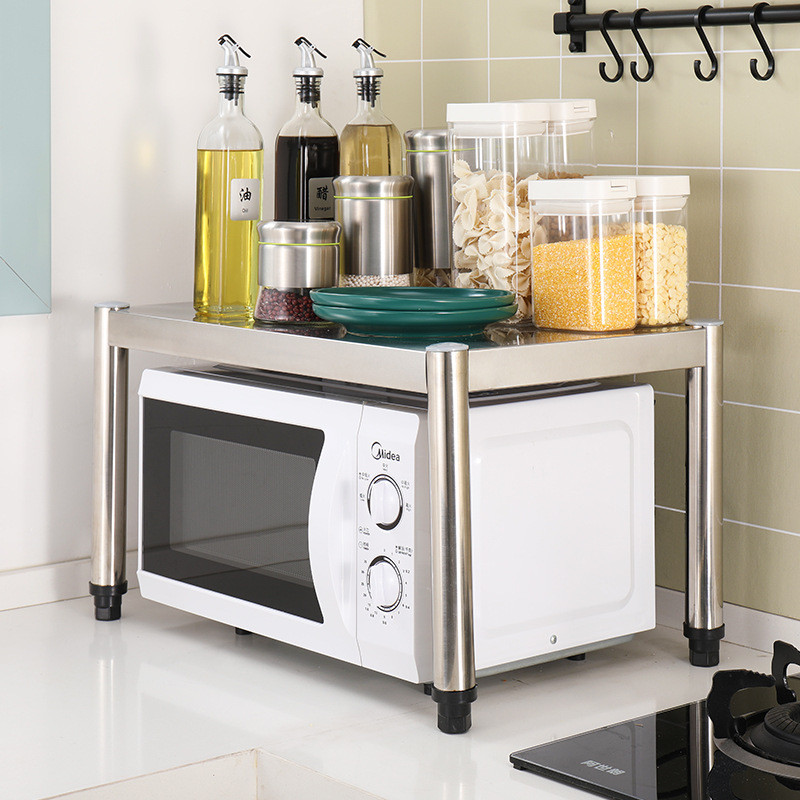 [48H Shipping] Stainless Steel Kitchen Storage Rack Table Top Microwave ...